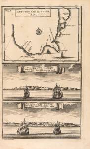 "Anthony van Diemens Land/ Het Vaste Landt/ Het Staten Landt" by Francois Valentijn [Amsterdam, 1726], in the upper part one of the earliest maps of Tasmania showing the track of Abel Tasman's epic first voyage of 1642-43, which resulted in the discovery 