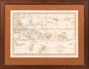 A Chart of The Pacific Ocean, Exhibiting the New Discoveries, early 19th century. framed and glazed 25 x 35cm.  