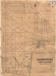 VICTORIAN MAPS: c1865-92 maps, noted "Dandenong" (2), "Narree Worran"; "Township of Sunbury", "Macedon", "Yan Yean". Various sizes. Poor/G condition.