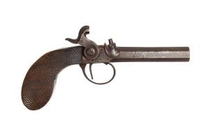 A percussion cap pocket pistol, circa 1850