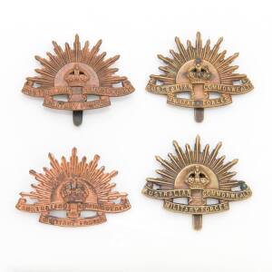 "Rising Sun" hat badges, "Australian Commonwealth Military Forces", group of four.