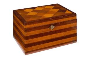 An Australian cedar & pine box with checker board top