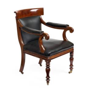 A spade back cedar library chair, circa 1840