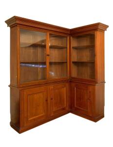 Unusual Australian cedar corner bookcase , circa 1870