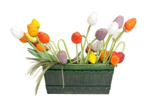 Glass tulips in vase, early 20th century