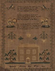 A sampler by Elizabeth Atherton, 1834