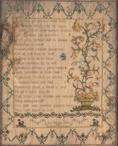 A Georgian silk sampler by Ann Bolding, 1785