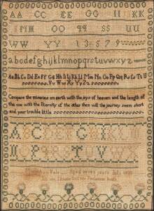 A sampler by Mary Ann Vale aged 7, July 1835