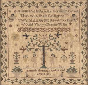 A sampler by Elizabeth Stembridge, 1833