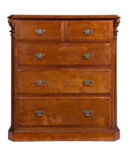 A solid huon pine five drawer chest, circa1880