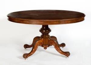 A Victorian blackwood oval supper table, circa 1870