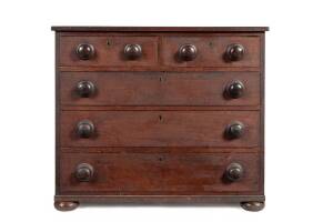 An early chest of drawers, hardwood with cedar, c1810