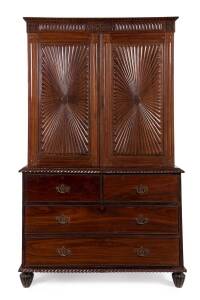 An Anglo-Indian carved padouk linen press, circa 1860