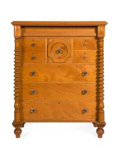 Huon pine tallboy chest of drawers, circa 1890