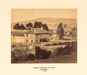 TASMANIA: A group of 1880s-90s albumen prints; all attractively mounted. Scenes comprise "Fern Scenery, The Huon Road", "Fern Tree Bower", "Huon Road" & "Hobart Railway Station". (4 items).