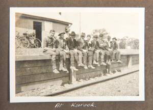 c1922-25 photograph album of an engineer working on bridges, roads & dams throughout Victoria, noted Goulburn Weir, Echuca, Barham, Oakleigh, Shepparton, Healesville, Geelong, Greensborough, Elmore, Bright, Euroa, Wodonga.