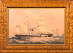 GEORGE FREDERICK GREGORY (1821-1887), Maritime painting of "The City of Hobart", in birdseye maple frame. 29 x 46cm