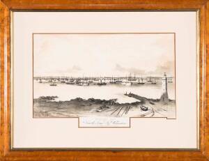 EDMUND THOMAS engraving "Hobson's Bay From the Signal Staff Williamstown", printed and published by R. Quarrill & Co. 67 Collins Street East, 