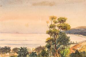 EMMA MINNIE BOYD (1858-1936)Lufra Pass, Eaglehawk Neck, Tasmania 1887watercoloursigned and dated lower right: E. M. BOYD 188714.5 x 22 cm