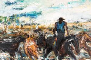 GIL JAMIESON (1934 - 1992)Cattle Droveroil on boardsigned lower left59 x 90cm