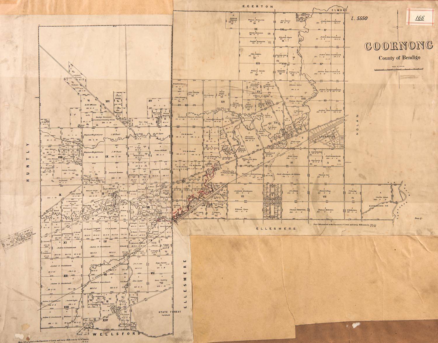 VICTORIAN MAPS: c1865-92 maps, noted New Map of Bendigo & District ...