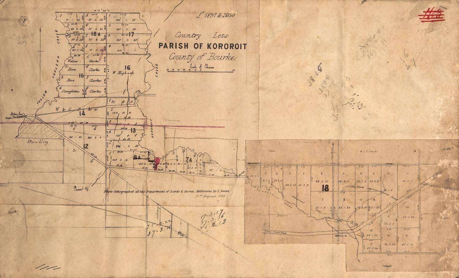 VICTORIAN MAPS: c1865-92 maps, noted New Map of Bendigo & District ...