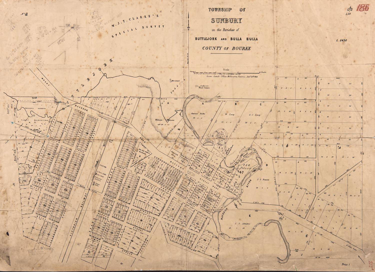 VICTORIAN MAPS: c1865-92 maps, noted New Map of Bendigo & District ...