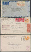 World War II "Over the Hump" annotated airmail covers with a few pre-WWII items including 1937 (Dec 17) Hong Kong-Chungking (philatelic), 1940 (Dec 27) Hong Kong-Chungking-Rangoon-NSW, 1941 (July 8) postcard India-Chungking-Hong Kong-USA, 1941 (July 14) H - 4