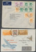 World War II "Over the Hump" annotated airmail covers with a few pre-WWII items including 1937 (Dec 17) Hong Kong-Chungking (philatelic), 1940 (Dec 27) Hong Kong-Chungking-Rangoon-NSW, 1941 (July 8) postcard India-Chungking-Hong Kong-USA, 1941 (July 14) H - 6