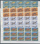 BRITISH HONDURAS / BELIZE: 1953-1974 Single sets, blocks, part-sheets and sheets with some better items noted, 1953 3c Perf 13½ x13 SG 181b x2 sheets (2 x50) plus block of 17 (Cat £530), 1962 50c x23 $1 x12 $2 x10 & $5 x10, Belize 1974 ½c to $5 SG 362-374 - 4