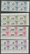 FALKLAND ISLANDS: 1955-57 ½d to 2d pairs plus 1/- imprint block of 12, 1960-66 Birds singles, pairs, blocks of 4 & 6 and large part-sheets (ex 2d) to 1/- plus 2/- x2 & 5/- x2 pairs, noted 1d Weak Entry (R12/5) x2, 1962 Radio x15 sets, 1964 50th Anniversa - 4