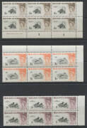 FALKLAND ISLANDS: 1955-57 ½d to 2d pairs plus 1/- imprint block of 12, 1960-66 Birds singles, pairs, blocks of 4 & 6 and large part-sheets (ex 2d) to 1/- plus 2/- x2 & 5/- x2 pairs, noted 1d Weak Entry (R12/5) x2, 1962 Radio x15 sets, 1964 50th Anniversa - 5