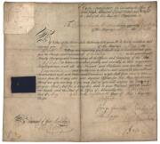 LORD GEORGE ANSON (1697-1762, Admiral): 1745 (30th May) vellum Commission appointing Captain Charles Windham Captain of HMS Duke. Signed by the Commissioners of the Navy - Duke Of Bedford, George Grenville (later Prime Minister), Earl of Sandwich, Henry L - 2