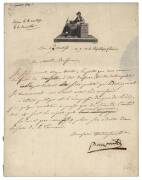 NAPOLEON BONAPARTE (1769-1821): Letterhead "Bonaparte 1e Consul De La Republique", dated 22 Fevrier 1801, signed "Bonaparte" to Gaudin, Minister of Finance, and relates to the death of Coneilleur d"Etat Dufrense. Napoleon asks Gaudin to arrange for a bust - 2