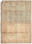 OLIVER CROMWELL (1599-1658): Document signed "Oliver P", being a warrant authorising payment to Lt.-Col. Thomas Kelsey, Governor of Dover Castle for his expenses, given at Whitehall April 30th 1655. On the reverse is Kelsey's receipt, dated 24th May 1655. - 2