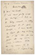 CHARLES DARWIN (1809-82): 1870 (Nov.11) ALS from Down, Beckenham, Kent to Philip Sclater regarding the correction of proofs for Descent. Mentions "Mr Hudson's paper is very interesting & it pleases me to see so staunch a hater of evolution a little stagge - 2