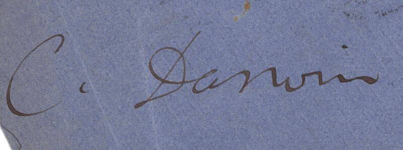 CHARLES DARWIN (1809-82): Signature on lower left corner of 1868 (June 15) cover front addressed to "D.Hooker FRS, Royal Botanic Gardens, Kew, London". Together with two illustrations of Charles Darwin.