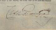 SIR CHARLES AUGUSTUS FITZROY (1796-1858, 10th Governor of NSW), signature on 1847 "New South Wales - Absolute Pardon" document for Alfred Toogood, with seal of Colony of NSW. 