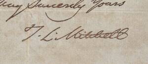 SIR THOMAS MITCHELL (1792-1855, surveyor and explorer of SE Australia): 1844 (2nd Dec) ALS from Sydney to Captain Phillip Parker King, asks about the proposed settlement Northward, and concludes, "I wish I had had a conversation with you on the present pr