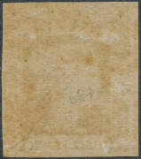 1851-55 Laureates Medium Greyish Blue Wove Paper 3d dull yellow-green SG 67, margins close - at lower-right - to large with part of the adjoining unit at left, good colour for this issue with just a small patch of discolouration in front of Queen's mouth, - 2