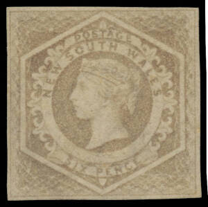 1854-59 Imperforate Large Diadems 6d grey-brown with Watermark '8' (Inverted & Reversed) SG 96a(var), close even margins, a couple of small repaired thins, unused, Cat £4000+. Friedl/Herbert Bloch (1983) & Chris Ceremuga (2014) Certificates.