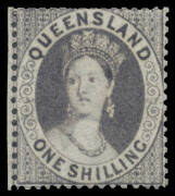 1860-61 Small Star Clean-Cut Perf 14-16 1/- violet SG 10, clipped perfs at the top, unused, Cat &pound;1400. RPSofV Certificate (2016).