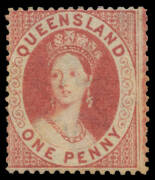 1860-61 Small Star Clean-Cut Perf 14 at Somerset House 1d carmine-rose SG 12, unused, Cat &pound;375.