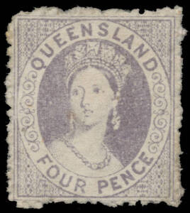 1866-67 Lithographs First Transfer 4d red-lilac SG 53, tiny pinhole, unused, Cat &pound;400.