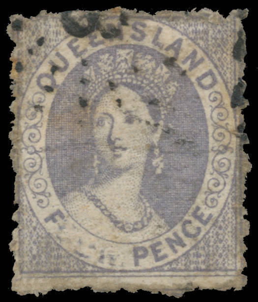 1866-67 Lithographs Second Transfer 4d lilac with Major Transfer Flaw ('OUR' Missing) SG 55b, horizontal crease, Cat £550.