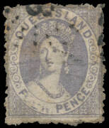 1866-67 Lithographs Second Transfer 4d lilac with Major Transfer Flaw ('OUR' Missing) SG 55b, horizontal crease, Cat &pound;550.