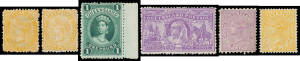 1879-1912 Issues on hingeless pages with First Sidefaces 4d SG 131 with part-o.g., No Wmk 4d to 1/- mint, 'Half-penny' on 1d Die I & a spurious Die II both used, Large Chalons Thin Paper to £1 used & Thick Paper mint set, 1884 Perf 9½x12 1/- unused, 1887-