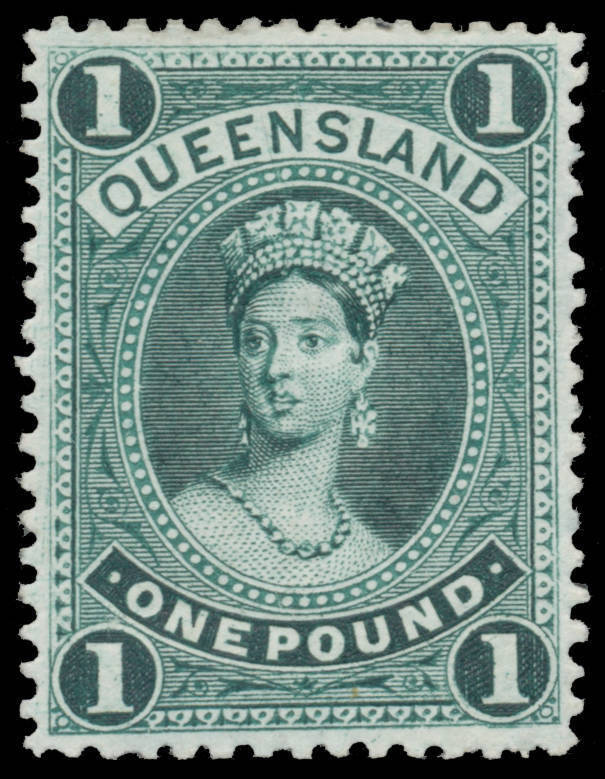 1903 Recess High Values 2/6d vermilion BW #Q53A (SG 270) two examples in slightly different shades & £1 deep green BW #Q62 (SG 271), large-part o.g., Cat $3300 (£2380). The £1 is a rare stamp that was absent from Bernie Manning's collection. RPSofL Certif