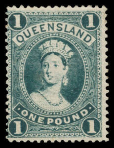 1905-06 Litho High Values Line Perf 12½,13 £1 deep green BW #Q63 (SG 272), small faults, large-part o.g., Cat $1000 (£1000). RPSofV Certificate (2016).