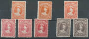 1907-11 Lithographed High Values 2/6d x3 shades, 5/- x3 shades, 10/- x2 (same shade) & &pound;1 x3 shades (the so-called "yellow-green" is regummed & has been repaired at upper-left) SG 309-312d, large-part o.g., Cat $6000 (&pound;3750). Very difficult group to assem - 2